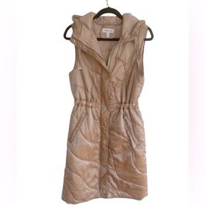 Nordstrom long puffer vest tan color size S